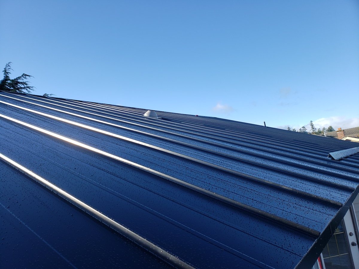 Standing seam metal roof on Vancouver Island